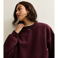 Women's Burgundy Relaxed Fit Crew Neck Sweatshirt New Look | New Look (UK)