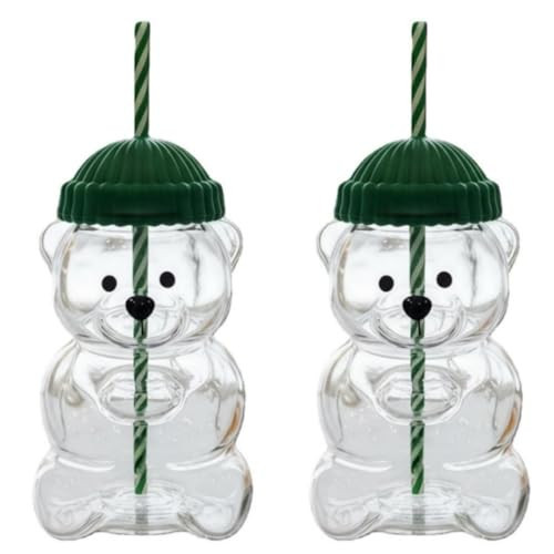 Bear Glass Cup with Straw, Clear Bear Straw Cup, 20oz Cute Bears Glass Cup With Straw, Cute Mugs, Bears Glass Bottle Mug for Juice Milk Tea Smoothies, Home Bar and Office Use | Amazon (US)