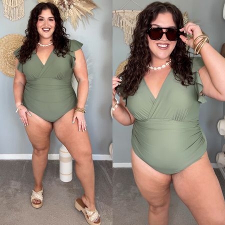 Curvy one piece swimsuit from Amazon 🌴 Full coverage back, flutter sleeves, tummy control and good amount of stretch. Wearing an XXL

#LTKSeasonal #LTKplussize #LTKstyletip