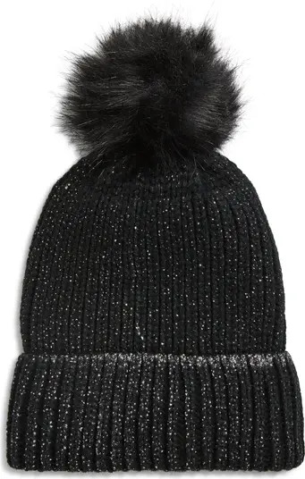 Faux Fur Pom Sparkle Beanie | Nordstrom