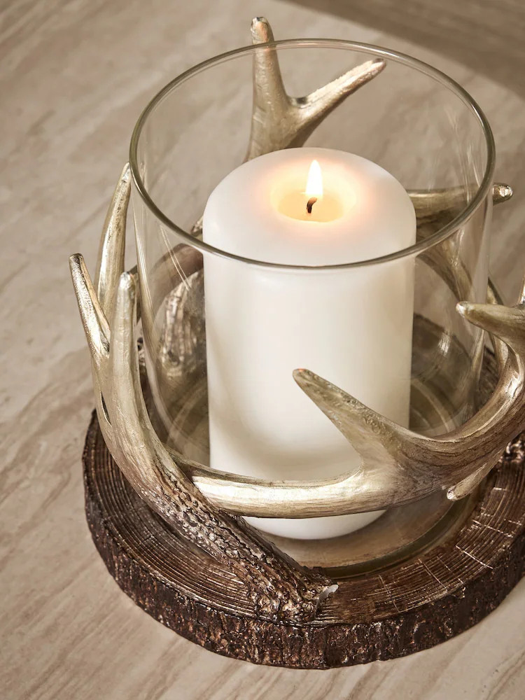 Gold Antler Candle Holder Hurricane | Next AU