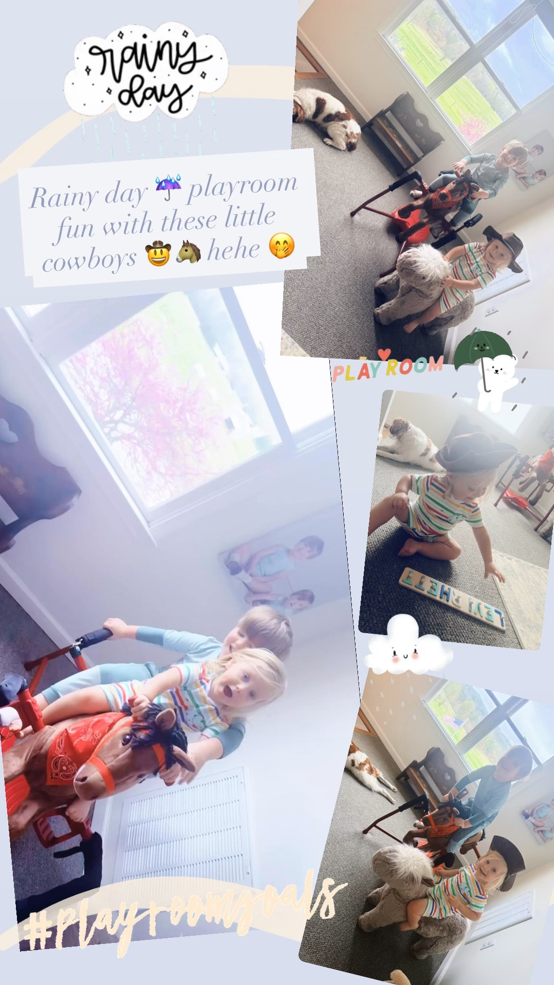 Rainy day ☔️ fun with these little cowboys 🤠🐴 hehe 🤭
