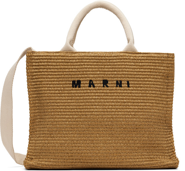 Marni - Tan Raffia-Effect Small Tote | SSENSE