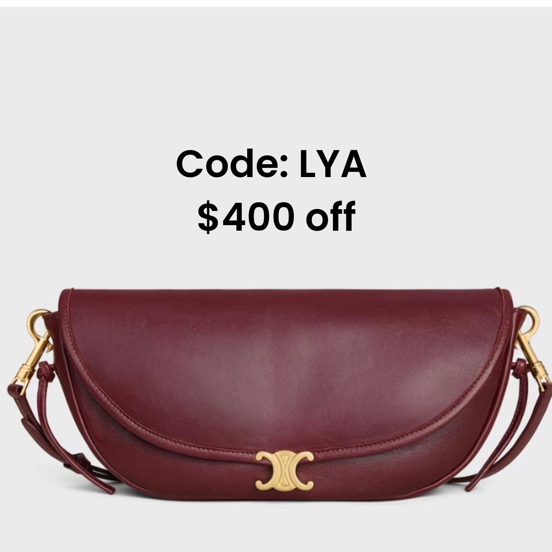 CELINE LITTLE HALFMOON BURGUNDY