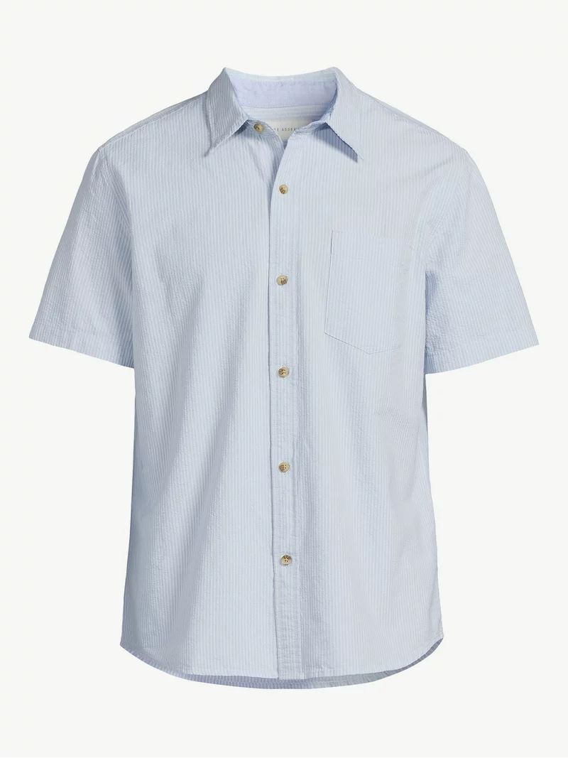 Free Assembly Men's Seersucker Shirt with Short Sleeves | Walmart (US)