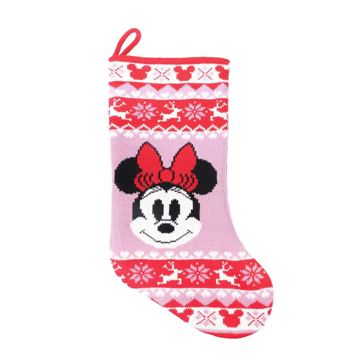 19" Disney Mickey Mouse & Friends Minnie Mouse Knit Christmas Stocking Pink | Target