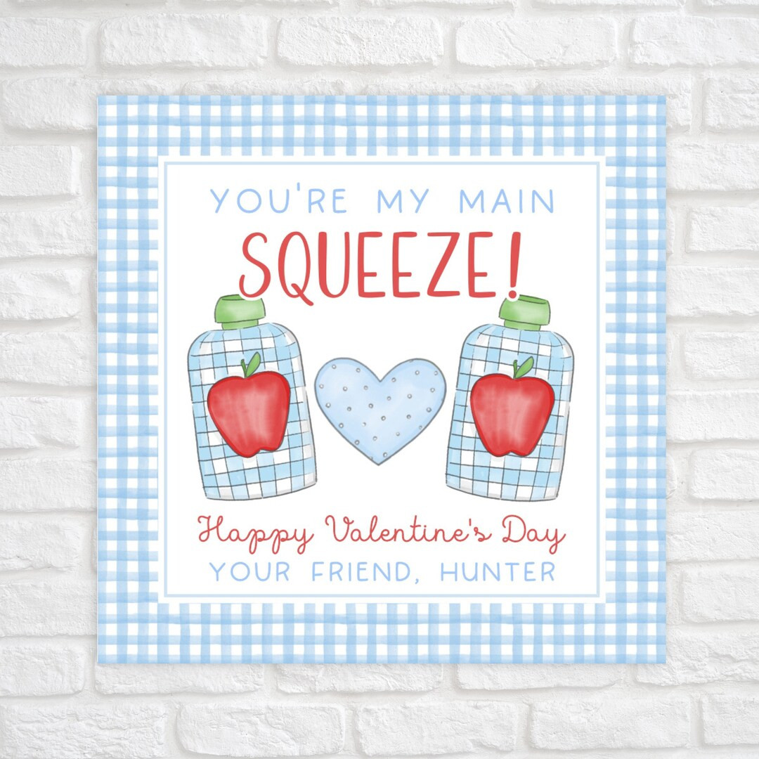 Printable Valentine Cards for Kids, Applesauce Valentine Gift Tag, Main Squeeze Valentine, Presch... | Etsy (US)