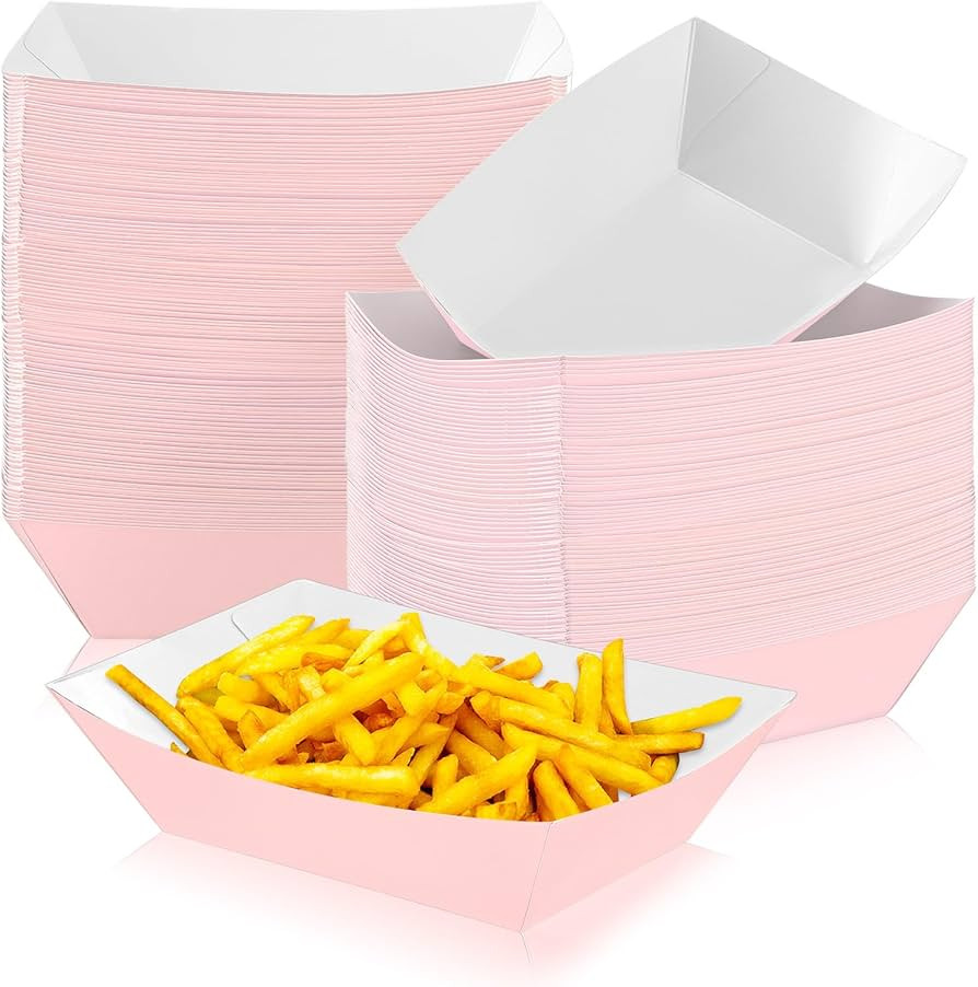Yinkin 100 Pcs 2lb Paper Food Trays Boat 2lb Disposable Nacho Trays Kraft Paper Boat for Tacos Co... | Amazon (US)