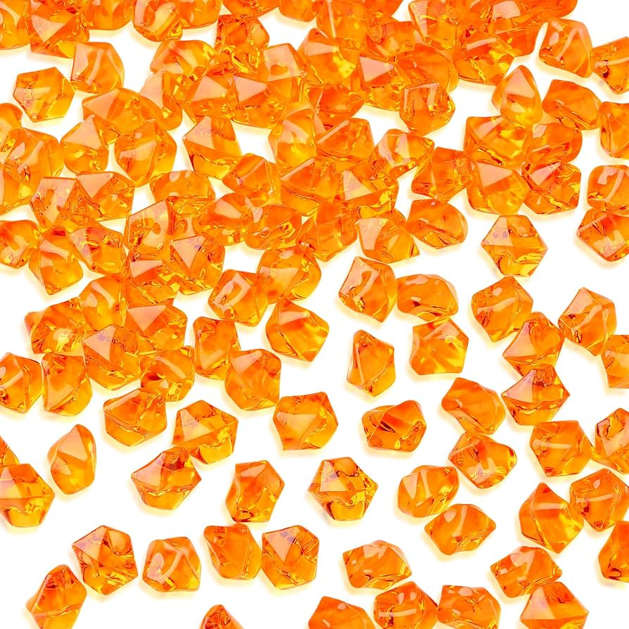YATOJUZI 500pcs Fake Ice Cubes Orange Acrylic Crushed Rocks Vase Fillers Plastic Diamonds Gems fo... | Amazon (US)