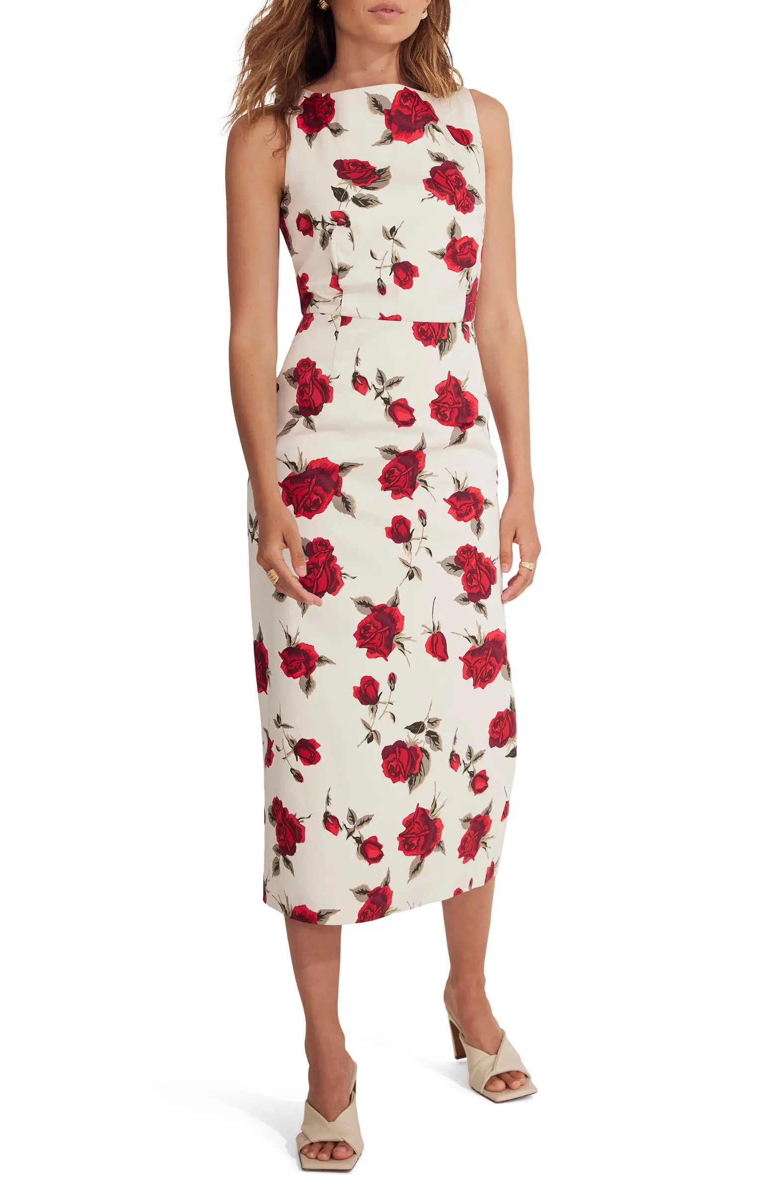 Rose Print Midi Dress | Nordstrom
