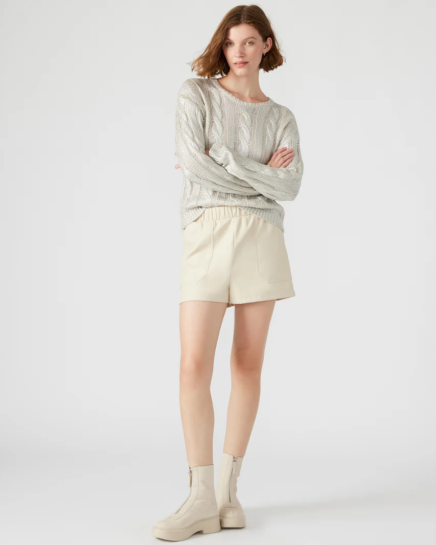 FAUX THE RECORD Short Bone | Women's Faux Leather Short | Steve Madden (US)