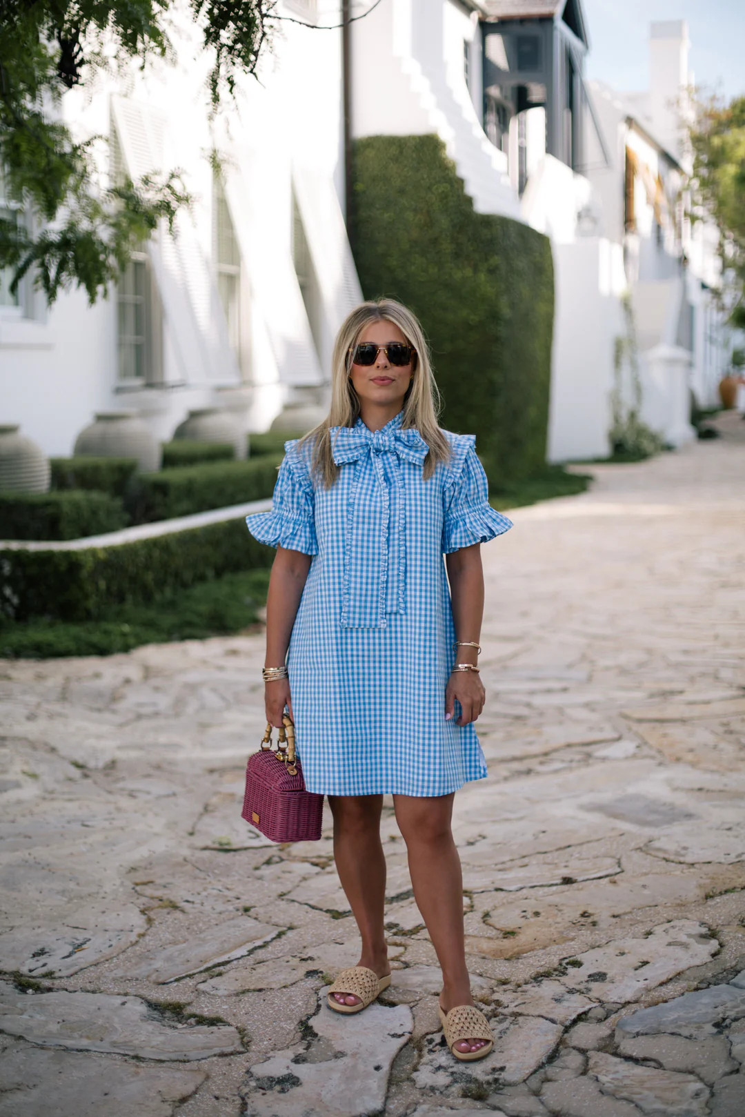 Josie shift dress in blue gingham | Elizabeth Wilson Designs