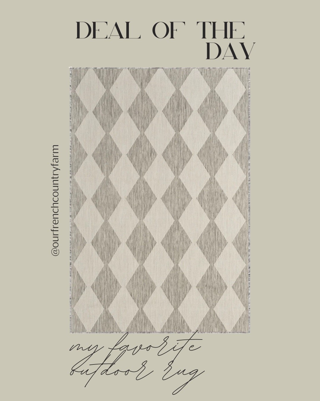 My favorite outdoor rug is on sale. It is an amazing price!  It comes in multiple colors and sizes! ￼

#LTKSaleAlert #LTKHome