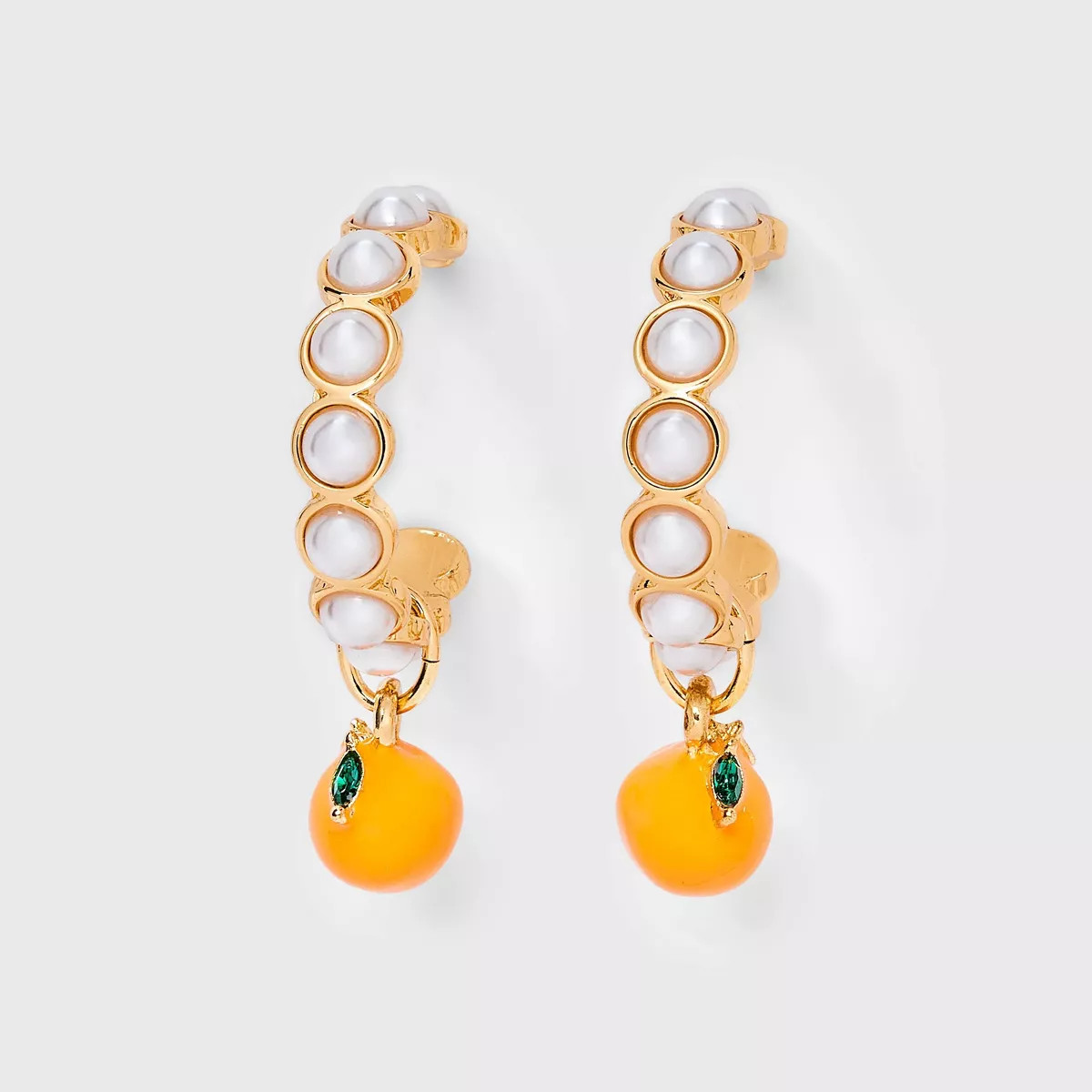 Pearl Hoop with Orange Drop Earrings - A New Day™ Orange/Gold | Target