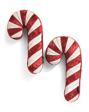 2pk 9x18 Crushed Velvet Candy Cane Shaped Pillows | Marshalls