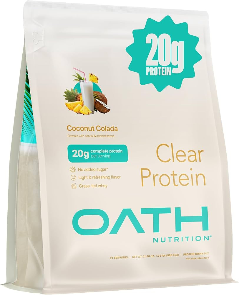 Oath Nutrition Clear Whey Isolate Protein Powder, Coconut Colada, 20g Complete Protein per Servin... | Amazon (US)