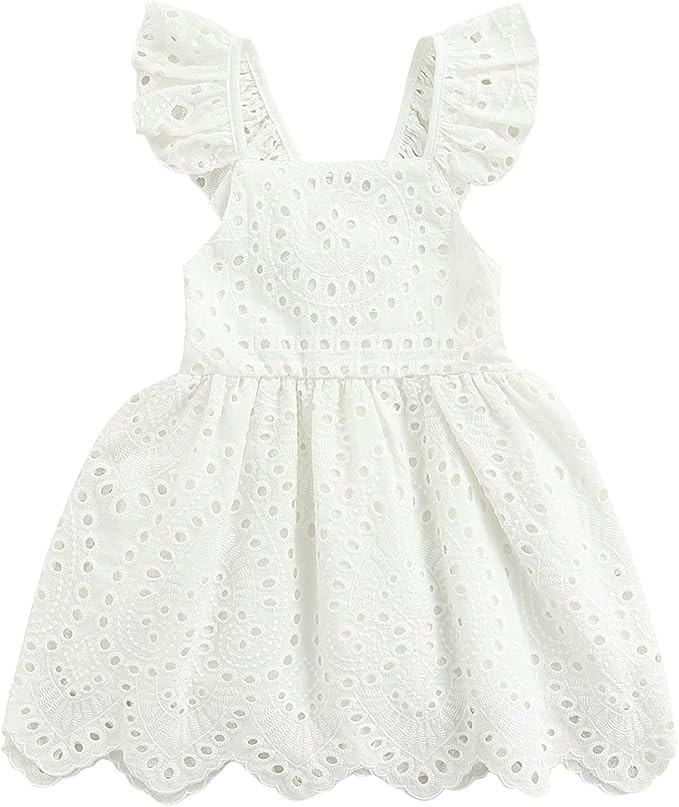 Toddler Baby Girl Dress Boho Linen Lace Baby Dress Sundress Girls Summer Clothes Outifits | Amazon (US)