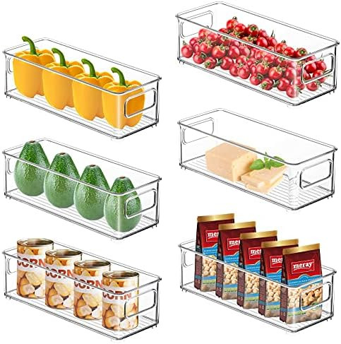 BPA Free Refrigerator Storage Bins - Yirilan 6 pack Plastic Food Storage Organizer Bin - Clear St... | Amazon (US)