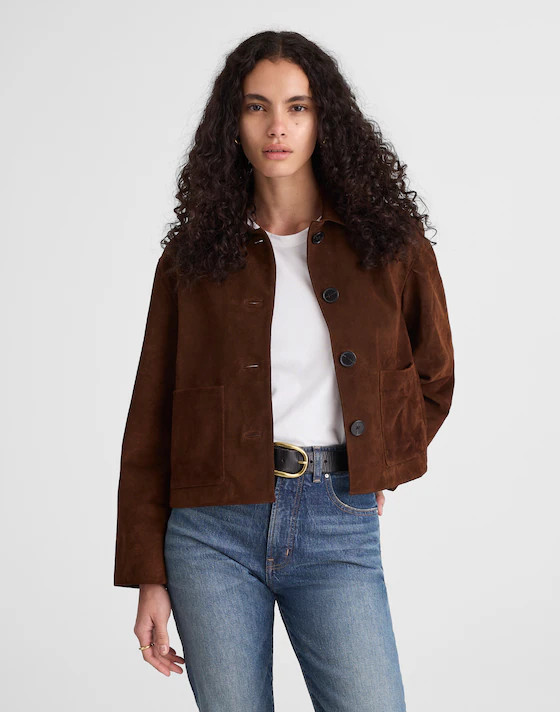 Boxy-Crop Jacket in Suede | Madewell