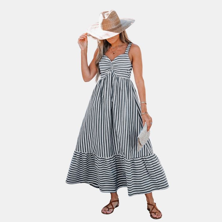 Women's Striped Ruched Maxi Dress -Cupshe | Target