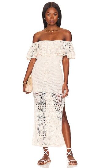 Iluka Crochet Midi Dress in Cream | Revolve Clothing (Global)