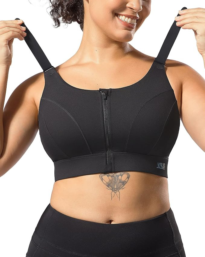 Adjustable High Impact Sports Bras for Women Zip Front Full Coverage and Lift Padded Compression ... | Amazon (US)
