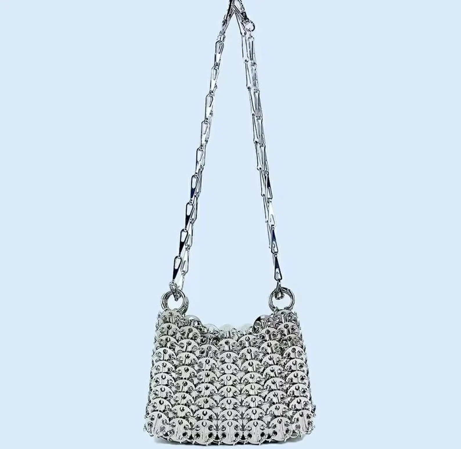 Metallic Silver Chainmail Bag | Silver Shoulder Style Medal Chain Festival, Party, Statement Acce... | Etsy (US)