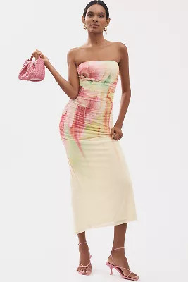 AFRM Strapless Mesh Midi Dress | Anthropologie (US)