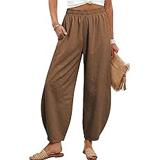 Tanming Womens Barrel Pants Summer Capri Pants Loose Fit Casual High Elastic Waisted Wide Leg Tro... | Amazon (US)