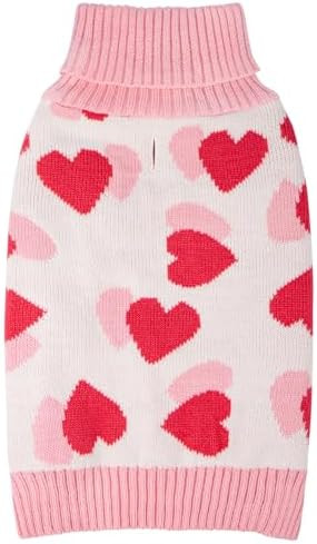 KYEESE Valentines Dog Sweater, Turtleneck Small Dog Sweater, Warm Pet Clothes with Heart Print, S... | Amazon (US)