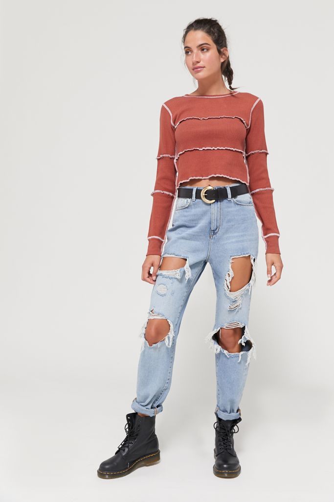 BDG High-Waisted Mom Jean - Destroyed Light Wash | Urban Outfitters (US and RoW)