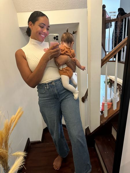 Obsessed with this simple yet elevated outfit due to the sleeveless turtle neck. These jeans are my favorite mom jeans and hug in all the right places 

#LTKxMadewell #LTKsalealert #LTKstyletip