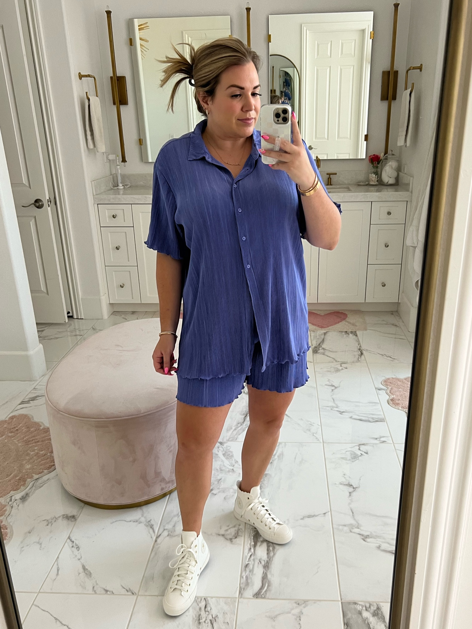 curvy plisse short set! works as pajama and an outfit! sized up to the xl for my bump, take your true size! 

#LTKcurves #LTKxNSale #LTKunder50