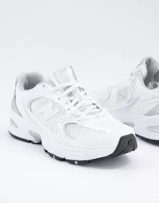 New Balance 530 metallic trainers in white | ASOS (Global)