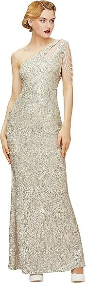 BABEYOND Women's Sequin Prom Dress - One Shoulder Maxi Dress Gowns and Evening Dresses for Party ... | Amazon (US)