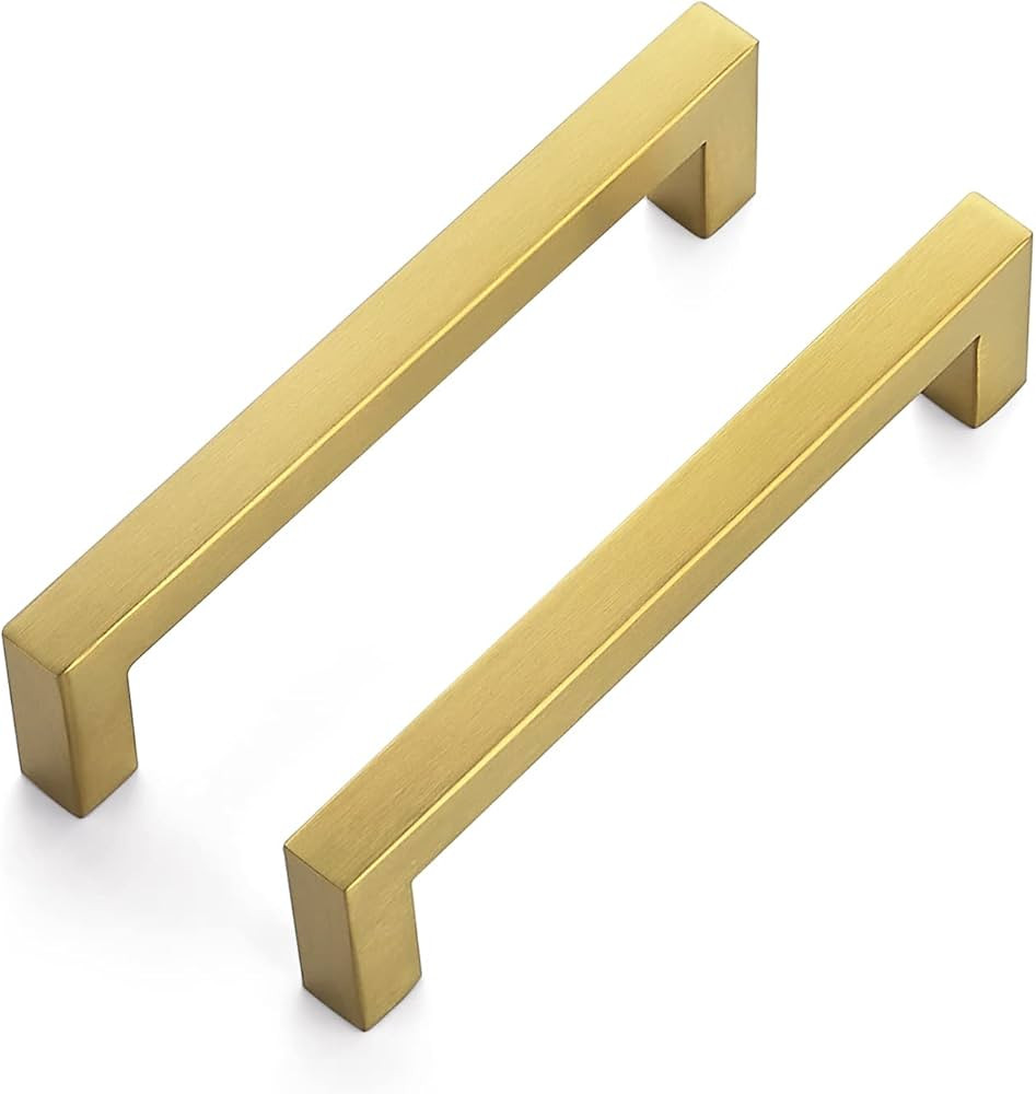 Ravinte 30 Pack 5 Inch Square Cabinet Handles Brushed Brass Kitchen Pulls for Cabinets Stainless ... | Amazon (US)