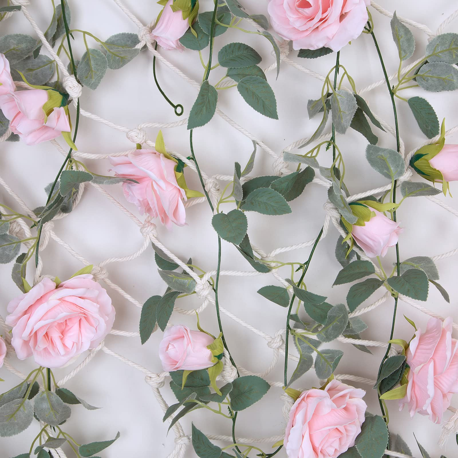TELDRASSIL 4Pcs(26 FT) Artificial Rose Vine Fake Flower Garland Fake Silk Rose Hanging Vine for W... | Amazon (US)