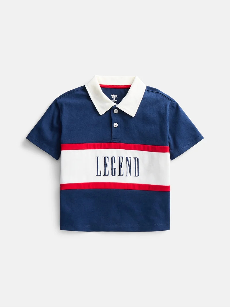 Wonder Nation Toddler Boys Rugby Polo Shirt with Short Sleeves, Sizes 12M-5T | Walmart (US)