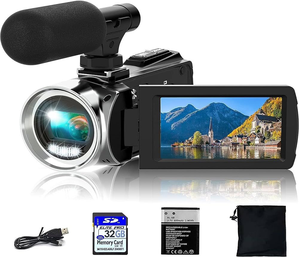 Rawiemy Video Camera Camcorder Full HD 4K 48MP Video Recorder Camera Vlogging Camera for YouTube ... | Amazon (US)