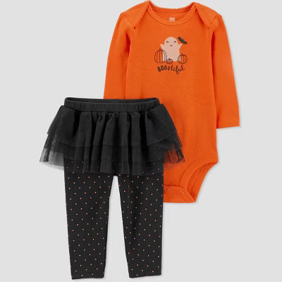 Carter's Just One You®️ Baby 2pc Bootiful Top and Bottom Set - Orange/Black | Target
