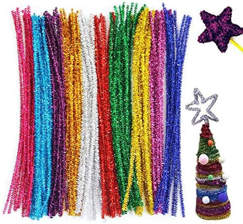 300 unidades de limpiadores de tuberías brillantes con purpurina, tallos de felpilla de oropel, ... | Amazon (US)