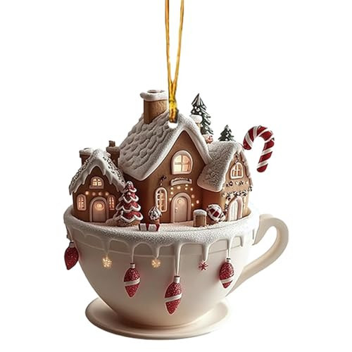 Best Prime Deals Christmas Coffee Cup Hanging Ornaments Christmas Snow House Hot Chocolate Mug Christmas Ornaments Decorative Acrylic Pendant Coffee Bar Ornaments for Christmas Party Decors | Amazon (US)