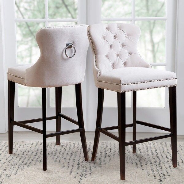 Abbyson Versailles 30-inch Ivory Tufted Barstool | Bed Bath & Beyond