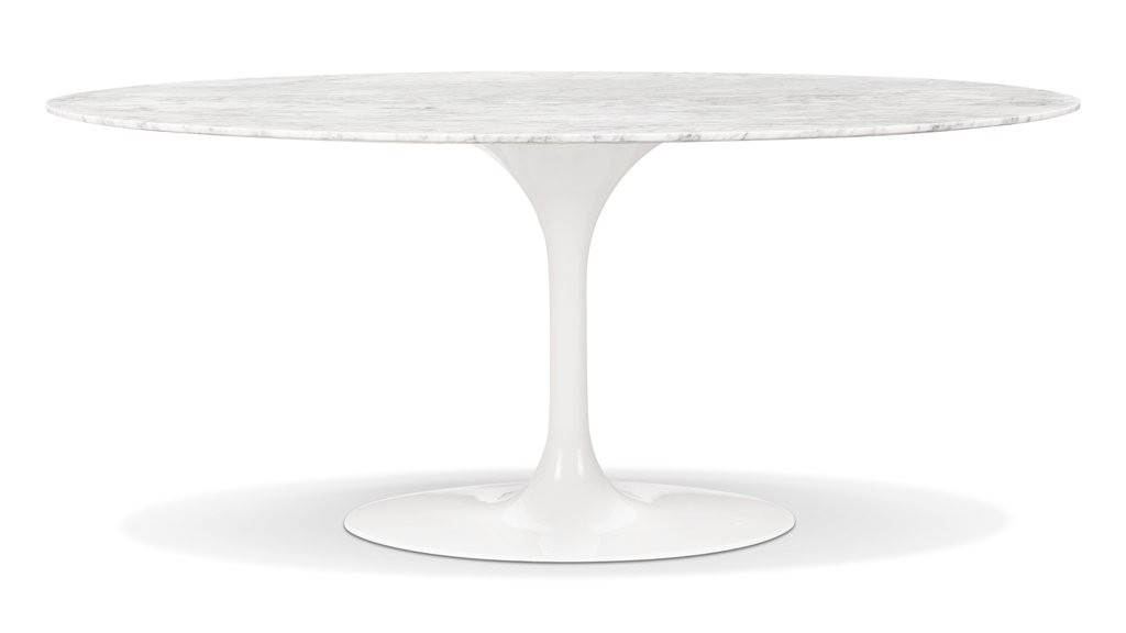 Tulip Table - Oval Tulip Dining Table, Carrara Marble | Interior Icons
