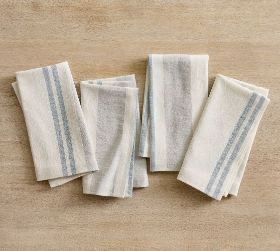 Hampton Stripe Cotton/Linen Napkins - Set of 4 | Pottery Barn (US)