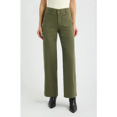 Wit & Wisdom Emma Patch Pocket High Waist Wide Leg Pants in Carbon Blue at Nordstrom, Size 0 | Nordstrom
