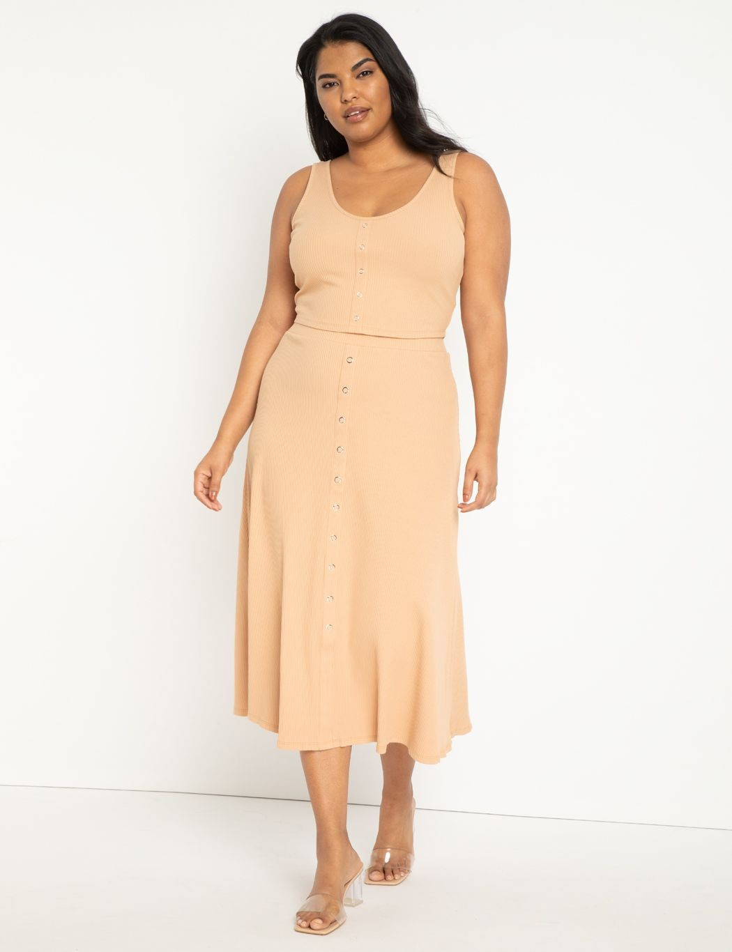 Knit Snap Front Skirt | Eloquii