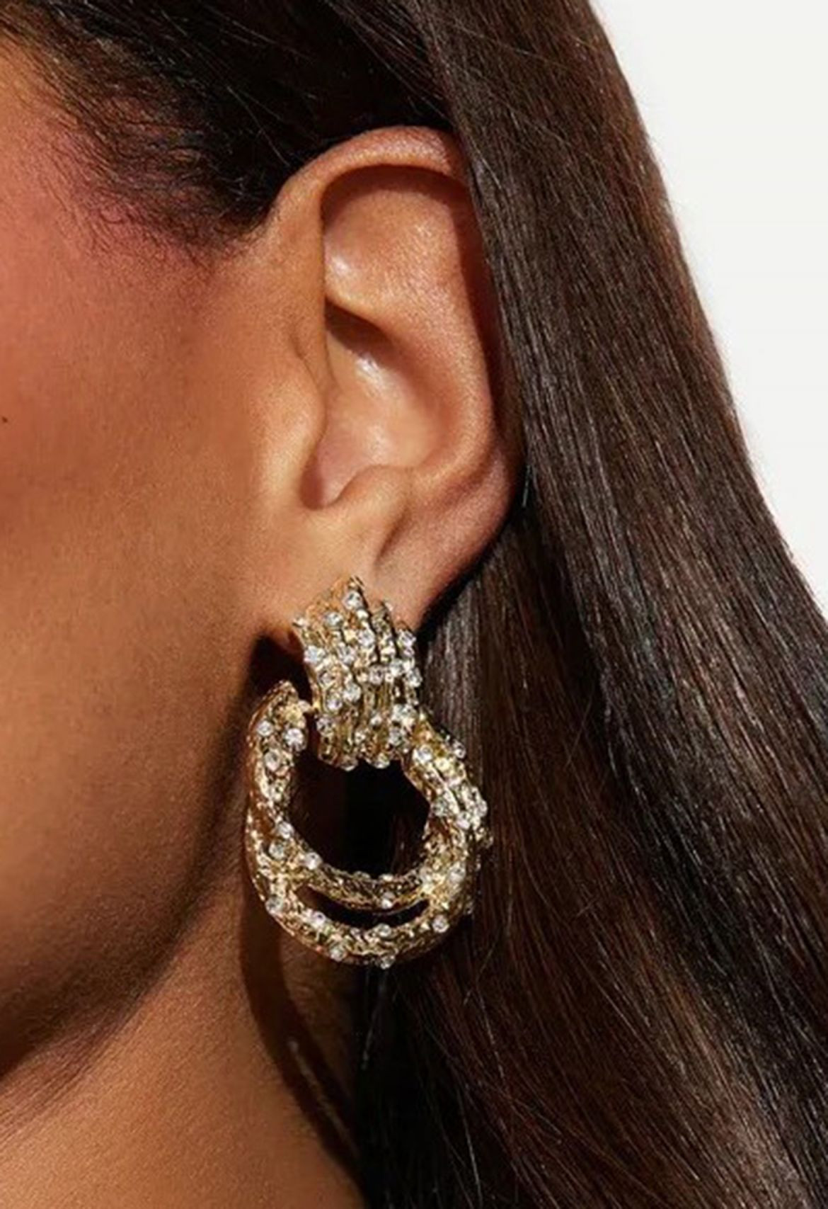 Rhinestone Double-Circle Drop Earrings for Birthday Gala & Cocktail Party | Chicwish
