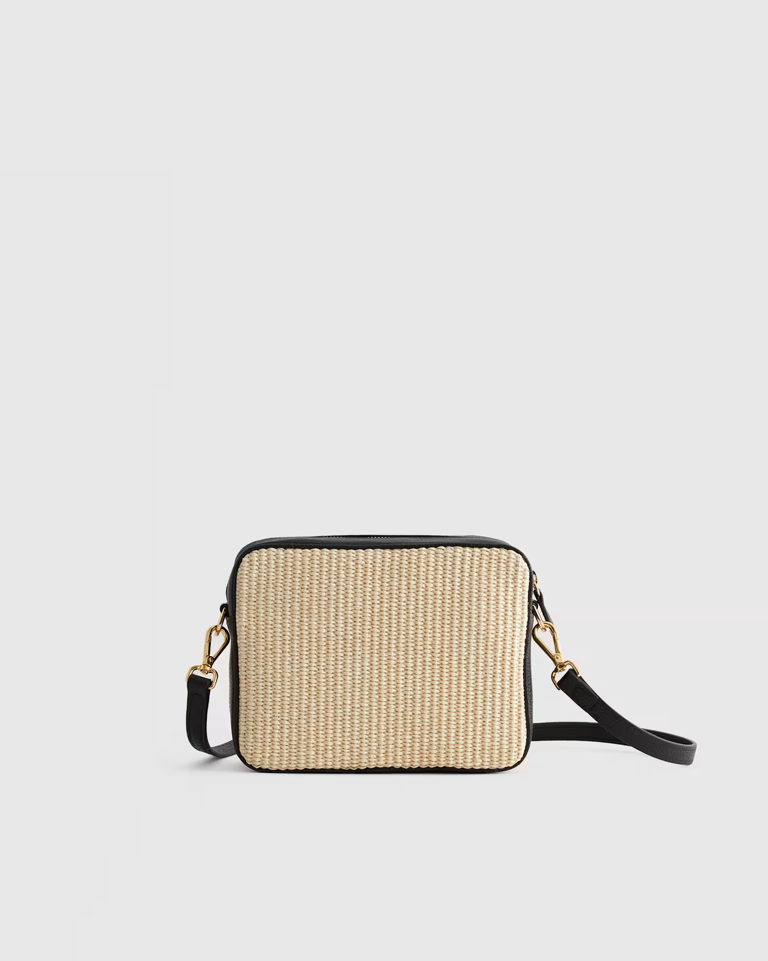 Italian Leather & Raffia Crossbody in Natural | Quince