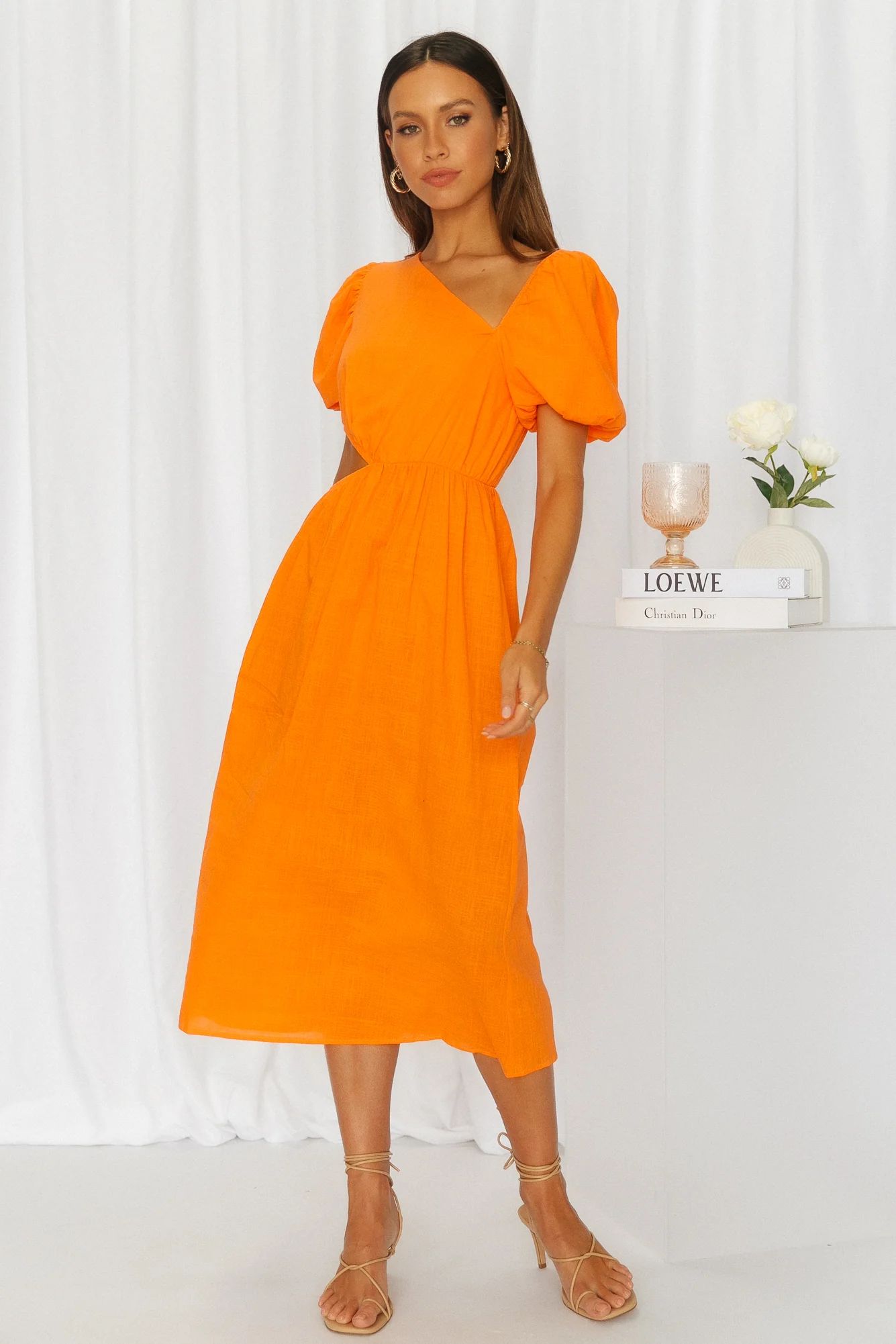 Candy Queen Midi Dress Orange | Hello Molly